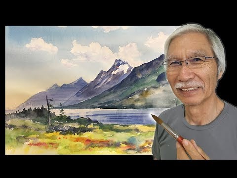 Eng sub] How to draw overlap of the mountain | 4MIN Watercolor