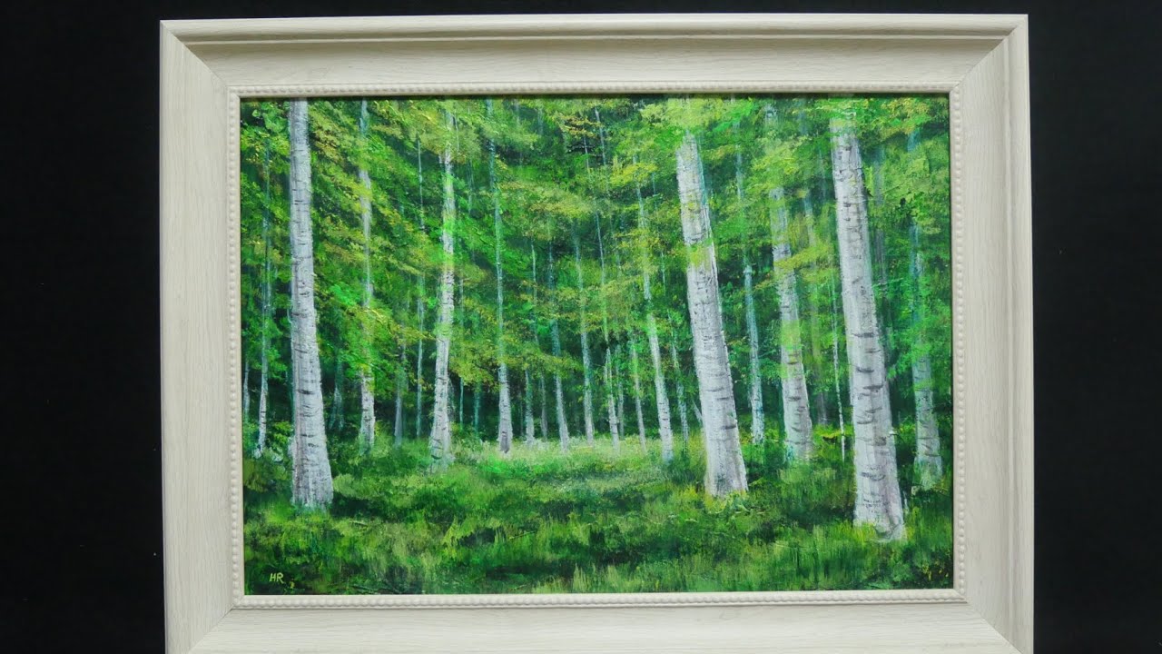 油絵】【白樺の森】#油絵 #手書き #アート #絵画 #絵 #油彩画 #美術