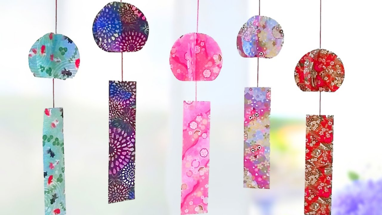 簡単✨100均折り紙】風鈴の作り方🎐夏の壁面飾り【すぐできる