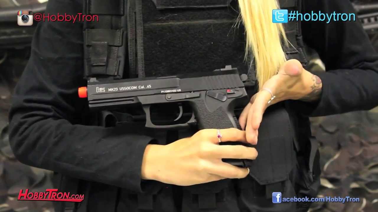 KWA H&K MK23 US SOCOM Green Gas Airsoft Pistol Review - YouTube