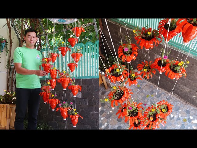 Amazing ideas: Making Spiral Hanging Garden with plastic bottles