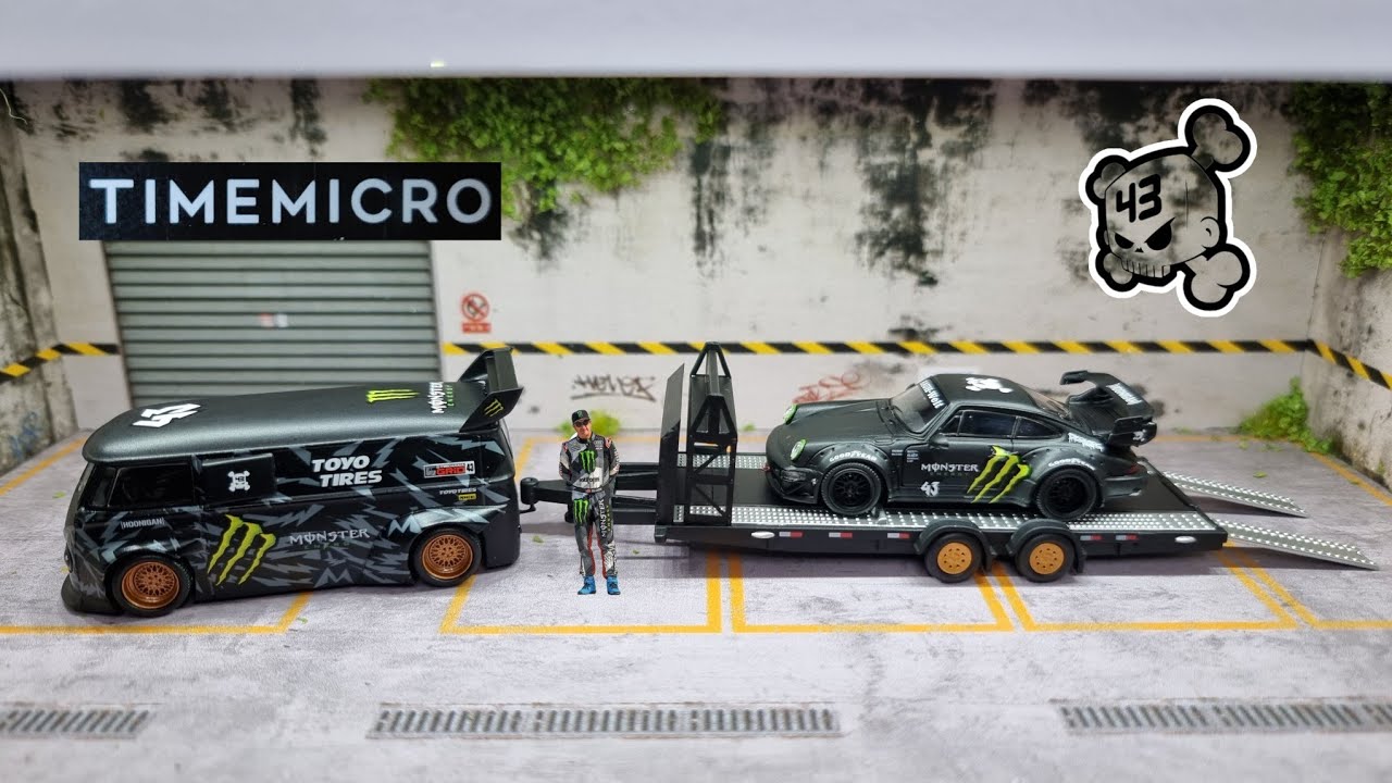 Mini Station Ken Block Hoonigan VW Type 1 and Porsche RWB set