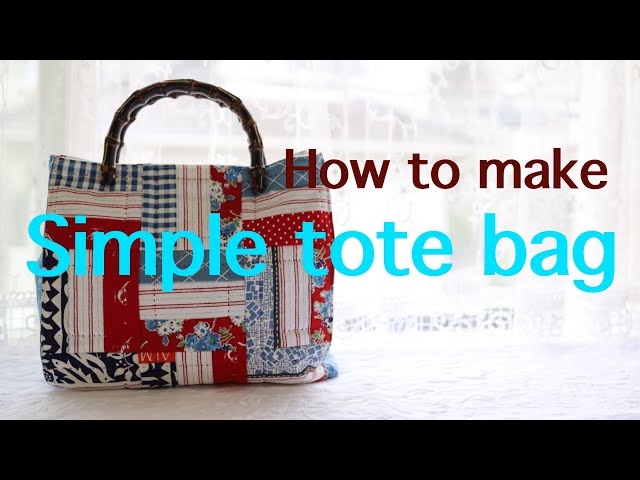 Easy to make [patchwork] simple blue tote bag / size 28cm x 28cm x