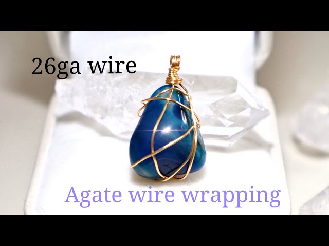 26gaワイヤー✨穴無し💎タンブルストーン✨簡単ワイヤーラッピング