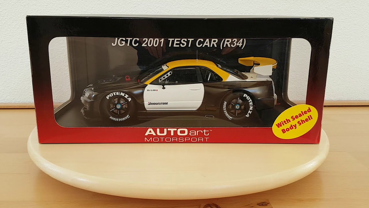 AUTOart Nissan Skyline R34 JGTC 2001 Test Car 1:18 - YouTube