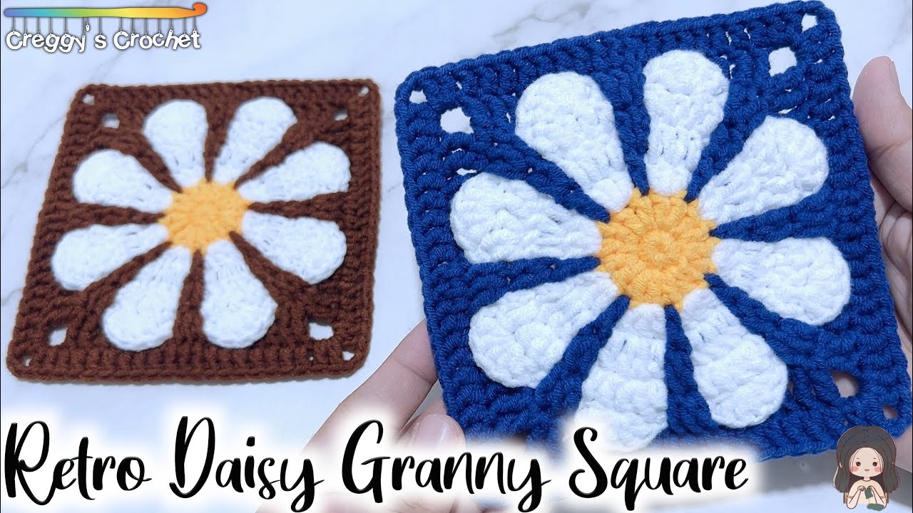 CROCHET “Retro Daisy” Granny Square | Tutorial - YouTube