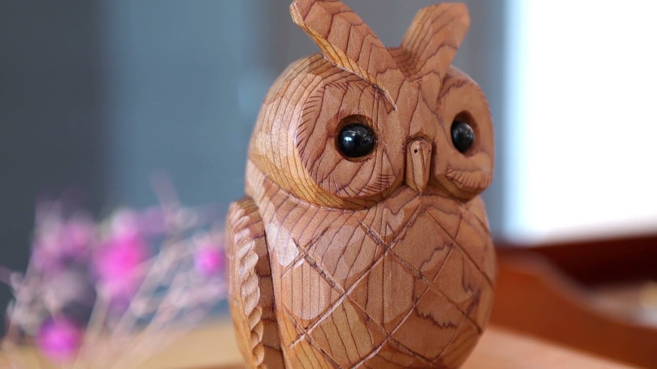 一位一刀彫 鈴木彫刻 みみずく 伝統工芸品 木製 オブジェ | MUKU工房