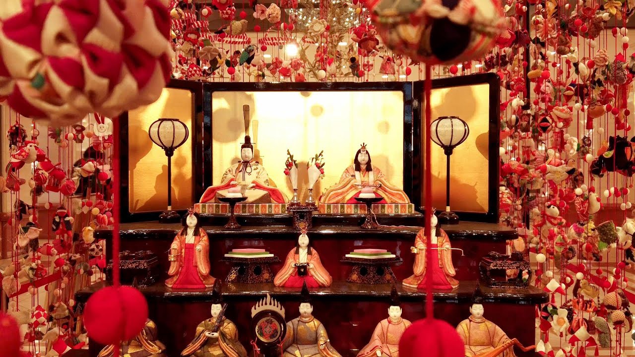 新宿京王プラザホテルひなまつり桃の節句 ひな人形 つるし飾り - YouTube