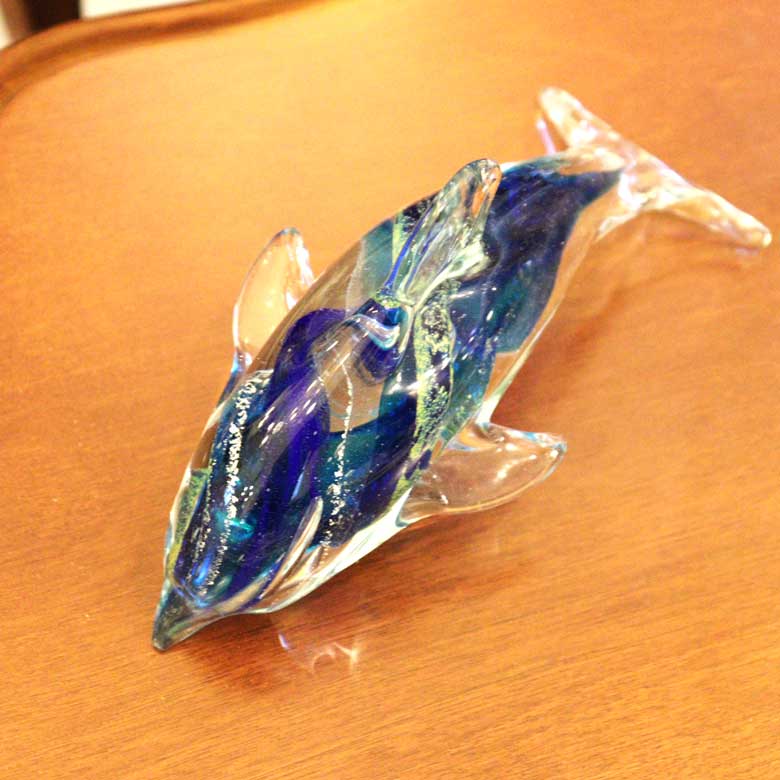 ガラスの置物 イルカ ドルフィン オーナメント ガラス雑貨 オブジェ