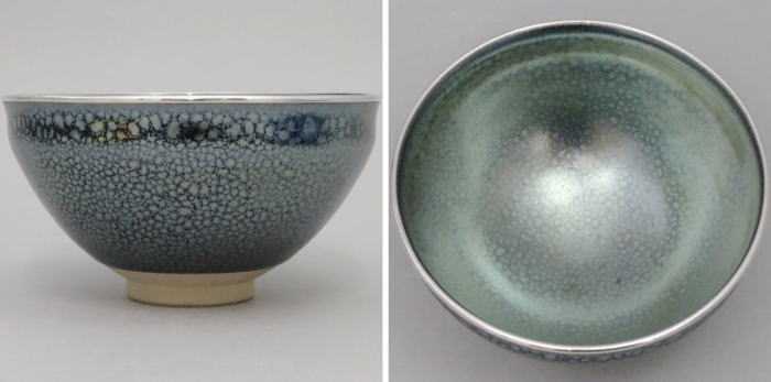 茶器/茶道具 抹茶茶碗】 油滴天目 覆輪：本銀 田中万祥作 – 今屋静香園