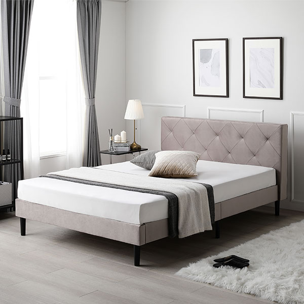 RASIK】ファブリックベッド ILONA【イロナ】ベッドフレームのみ ダブル