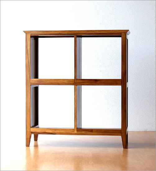 楽天市場】チーク無垢材 本棚 木製 オープンラック 総無垢材 飾り棚