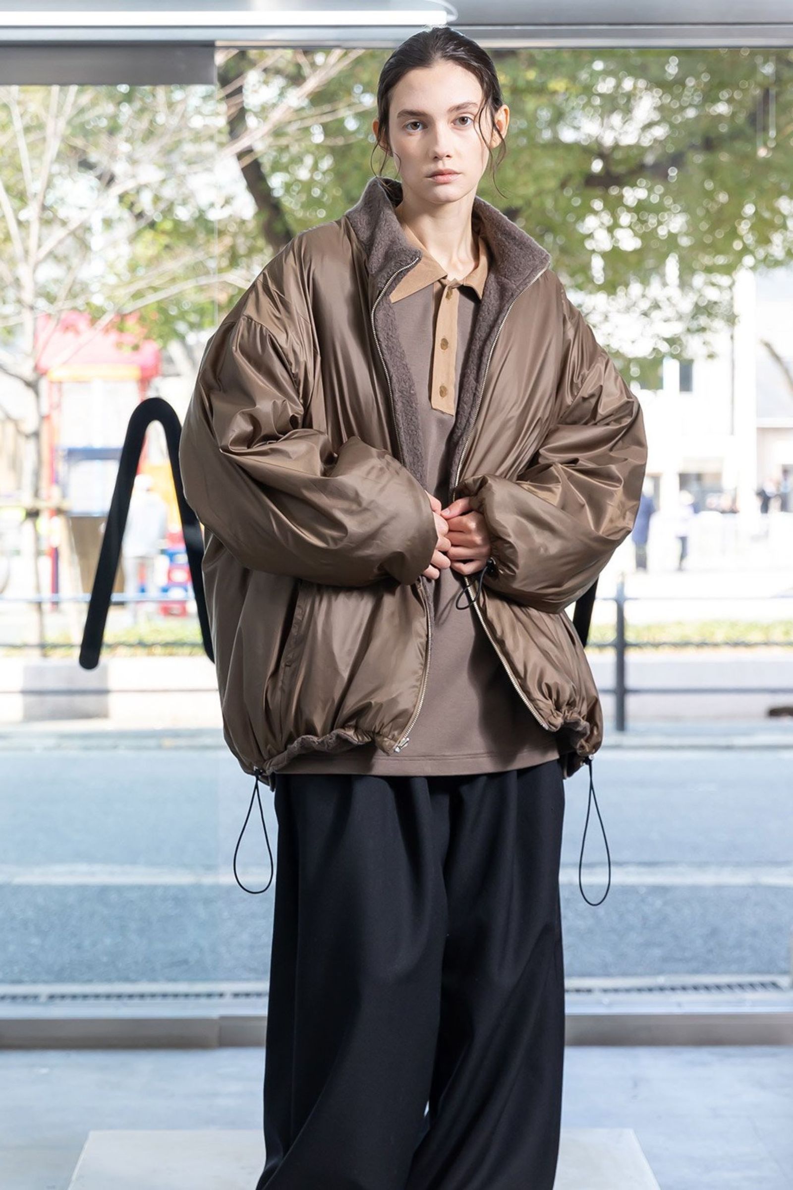 VOAAOV - BISHU ANGORA PILE JERSEY Reversible Blouson/BROWN/ボア