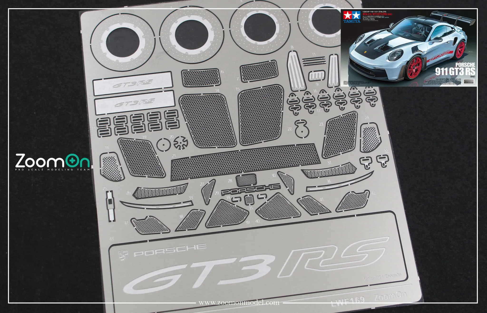 ZoomOn 1/24 ポルシェ 911 992 Gt3 RS ディティールアップパーツ