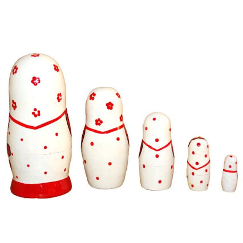 フォークロア柄 (アルハンゲリスク風) マトリョーシカ（5人組