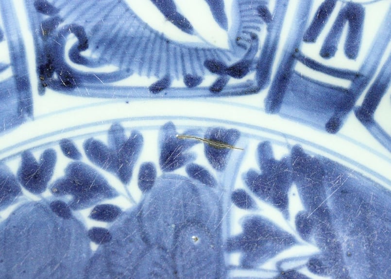 江戸前期藍九谷芙蓉手花鳥図尺皿 | 吉祥寺PukuPuku