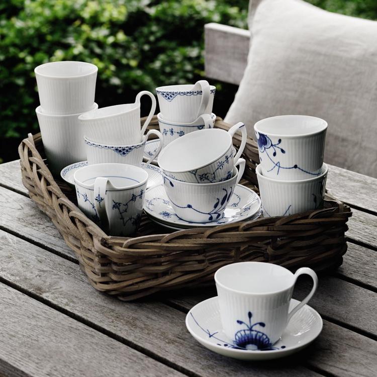 Royal Copenhagen, Blue Fluted Mega Teacup and Saucer | Zola