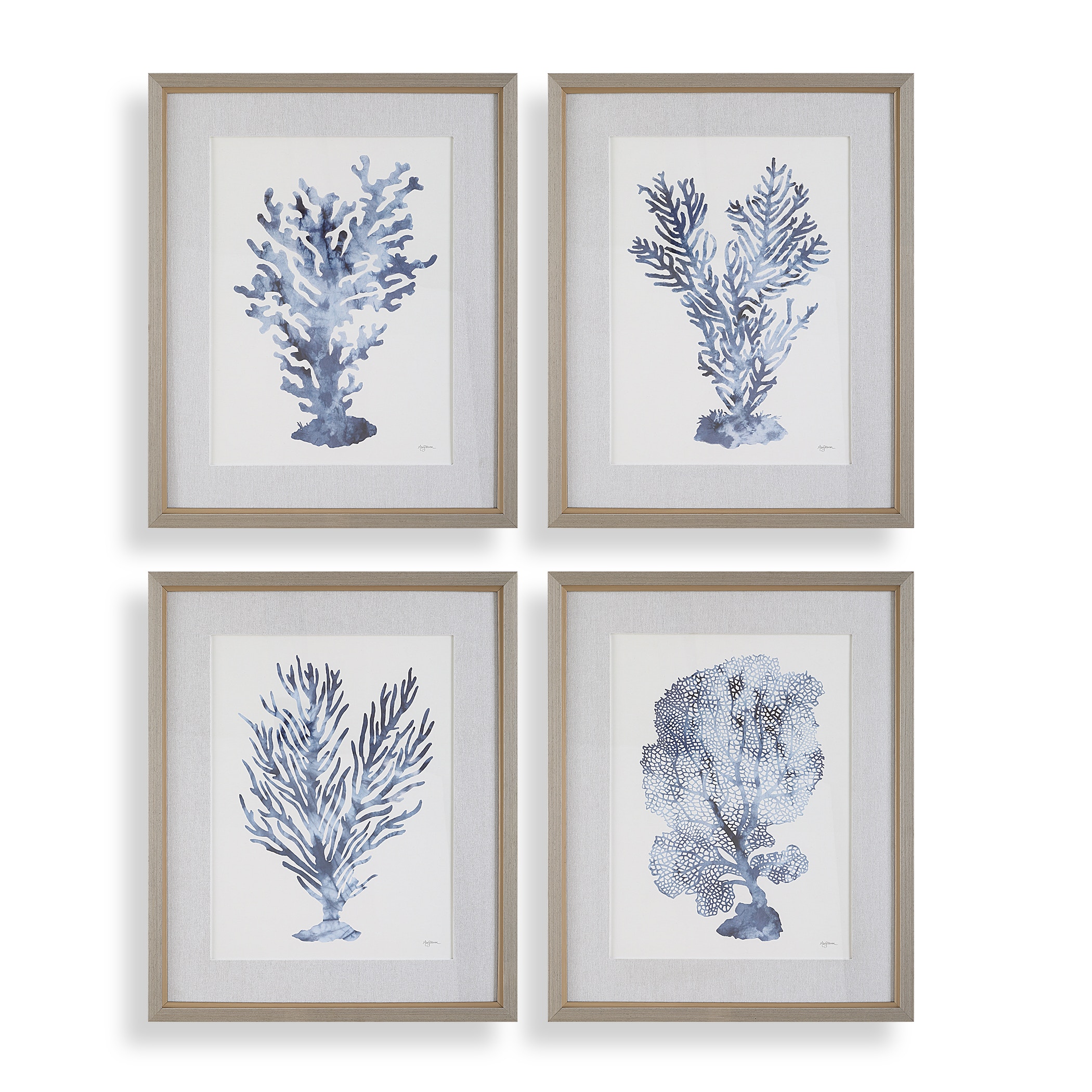 Shibori Coral Framed Prints Set/4 UT32428