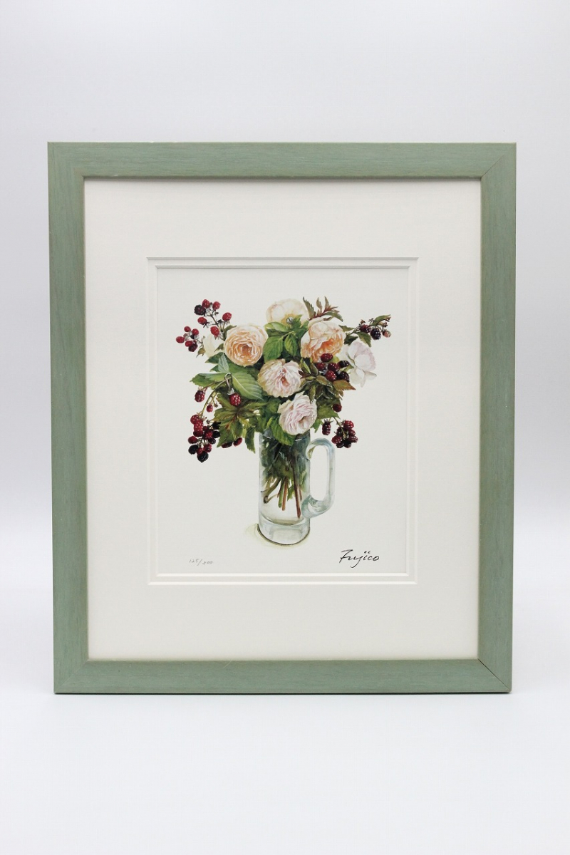 橋本不二子 リトグラフ ブーケ 薔薇 額縁 インテリアp 2025年最新