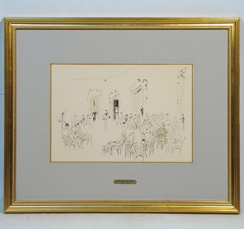 藤田嗣治 ヘリオグラビュール(銅版画)『今日の芸術より』1927年、黄布