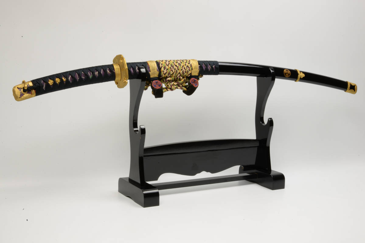 三色銅-青龍刀装侍刀（青色大漆金）古兵器 武具 刀装具 日本刀 模造刀