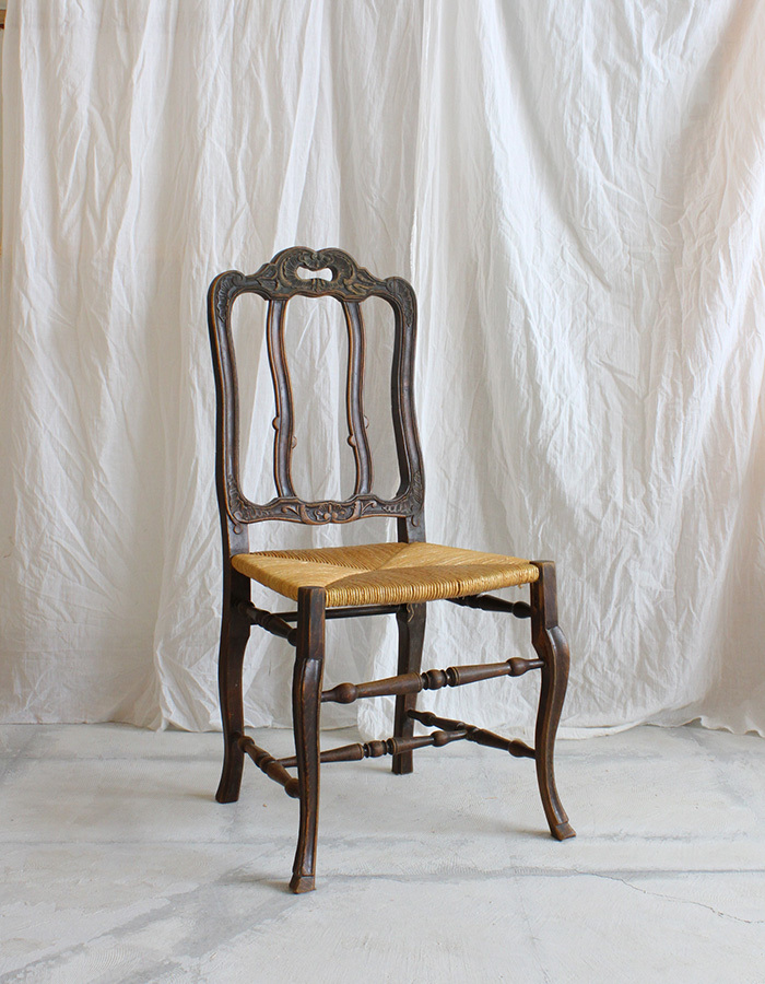 インテリア フランスアンティーク ブロカント ダイニングチェア 藁編み