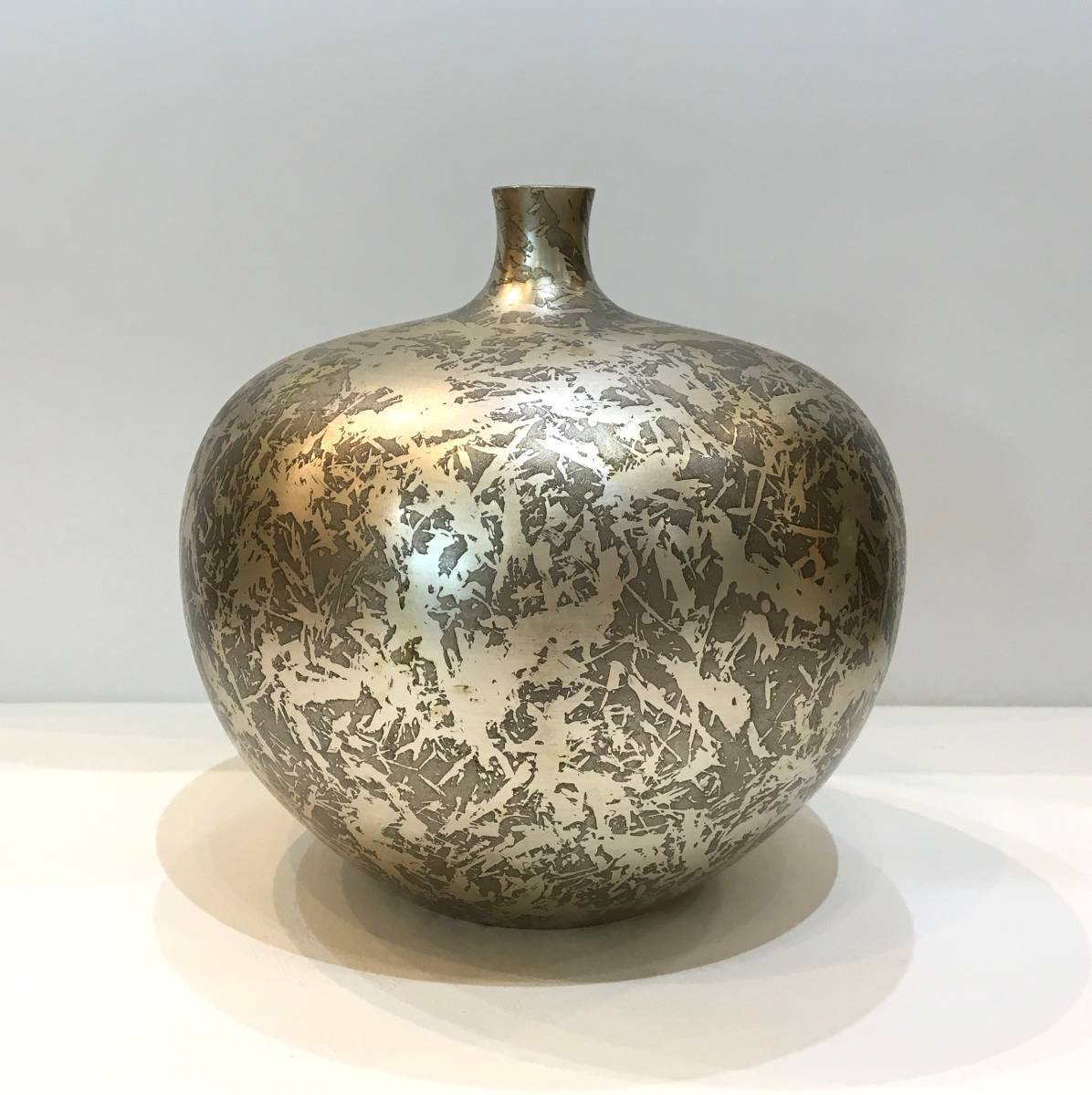 作家物！青銅花瓶 原型 松崎福三郎作 松和堂造 金属工芸 花器 花瓶