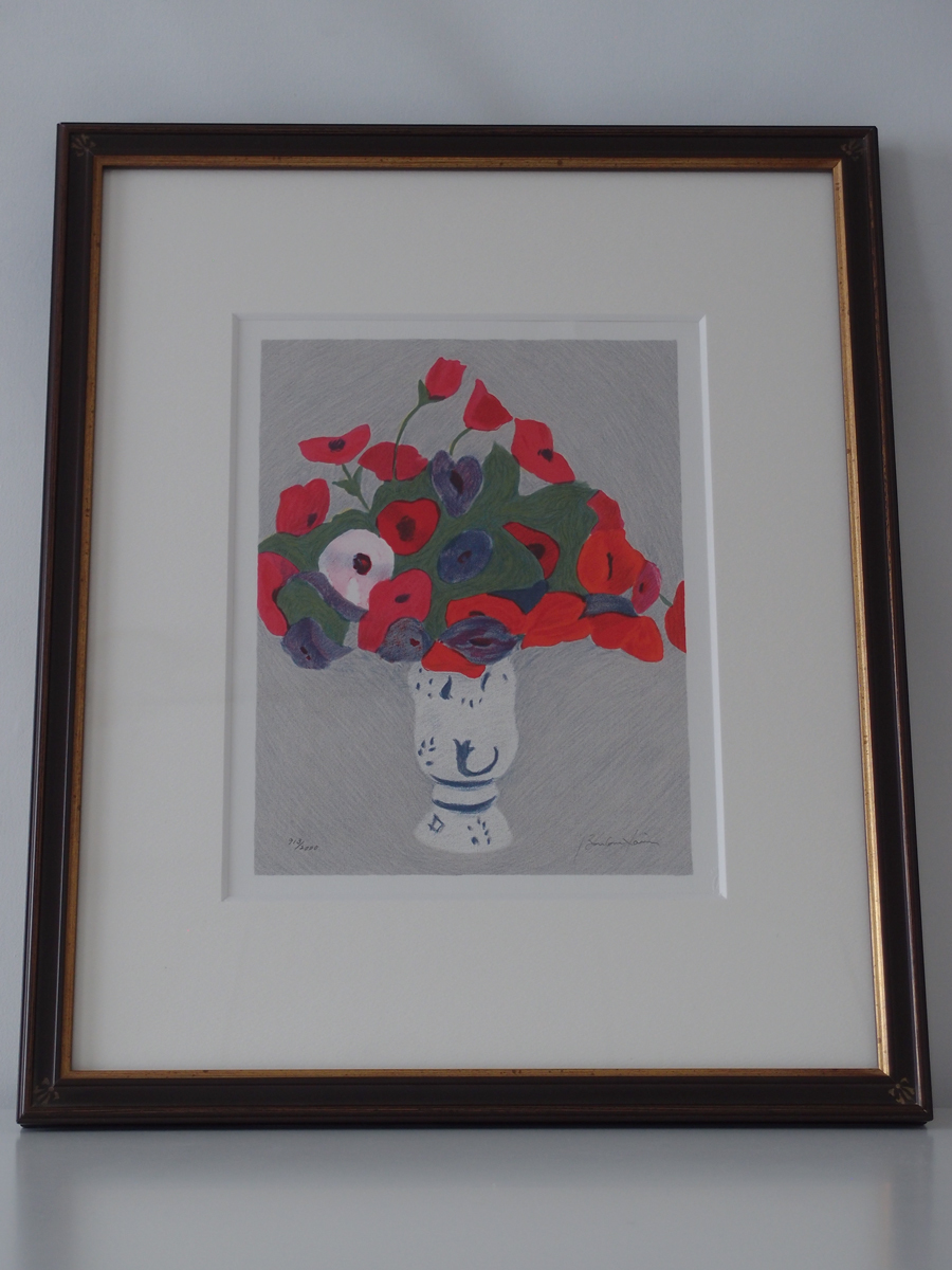 ピエール・ボンコンパン「小さなアネモネ」リトグラフ 直筆サイン入