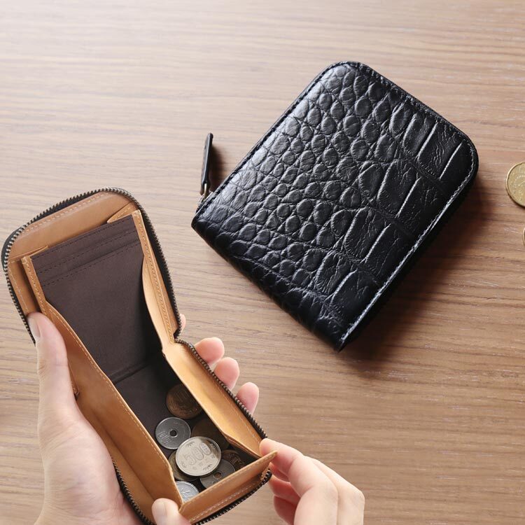 クロコダイル 小銭入れ メンズ 本革 定期入れ ミニ財布 パスケース IC