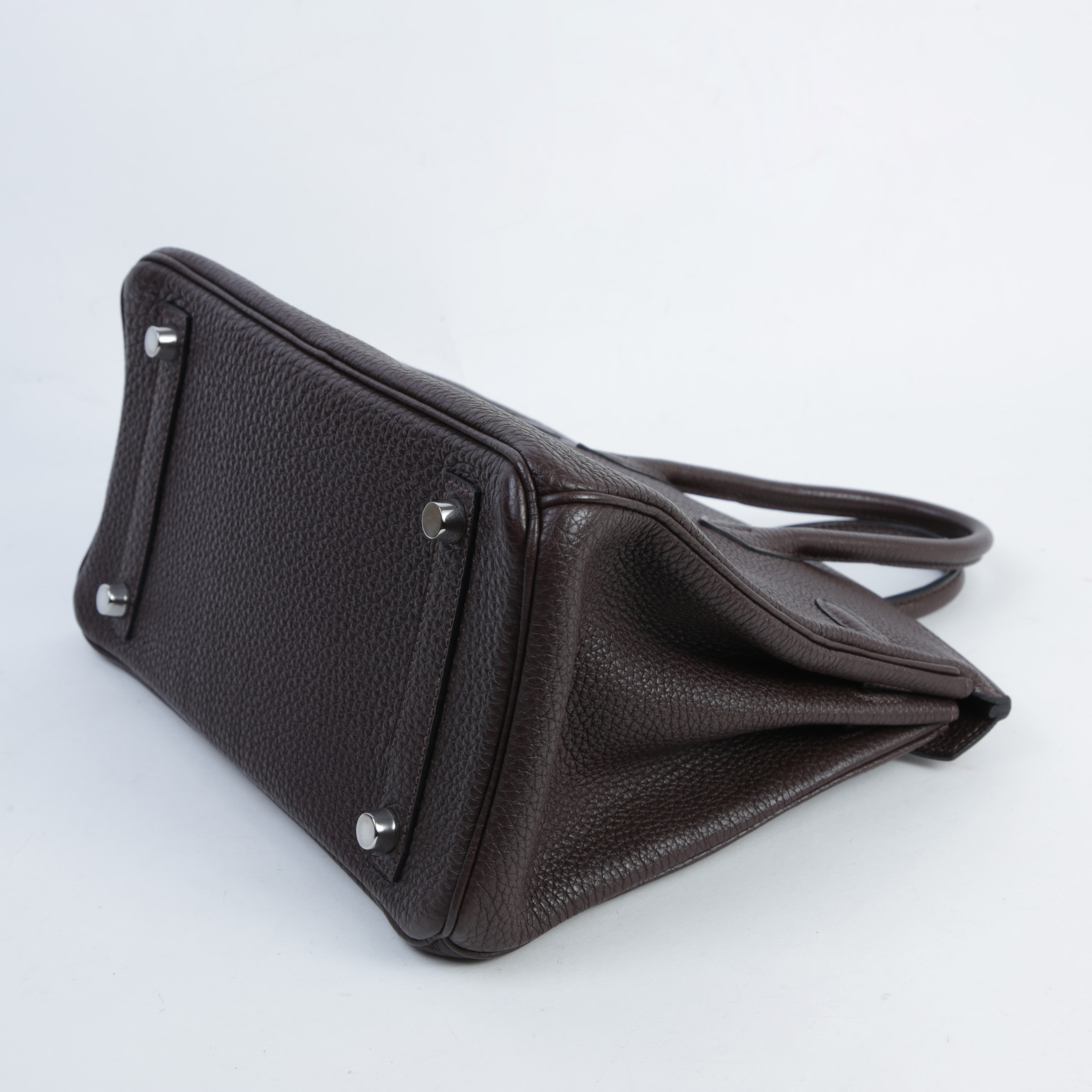 Very Good ( Rank A) HERMÈS Birkin 25 Chocolat (47) Togo Palladium