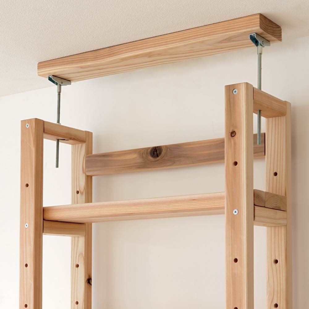 国産杉頑丈突っ張りラック（本棚） 幅59cm奥行22cm 通販 - ディノス