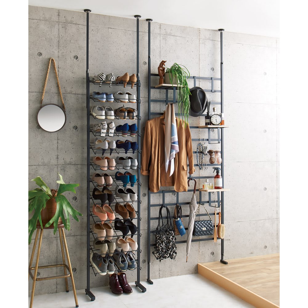 ブルックリン風 突っ張りシューズラック3列 幅72cm 通販 - ディノス