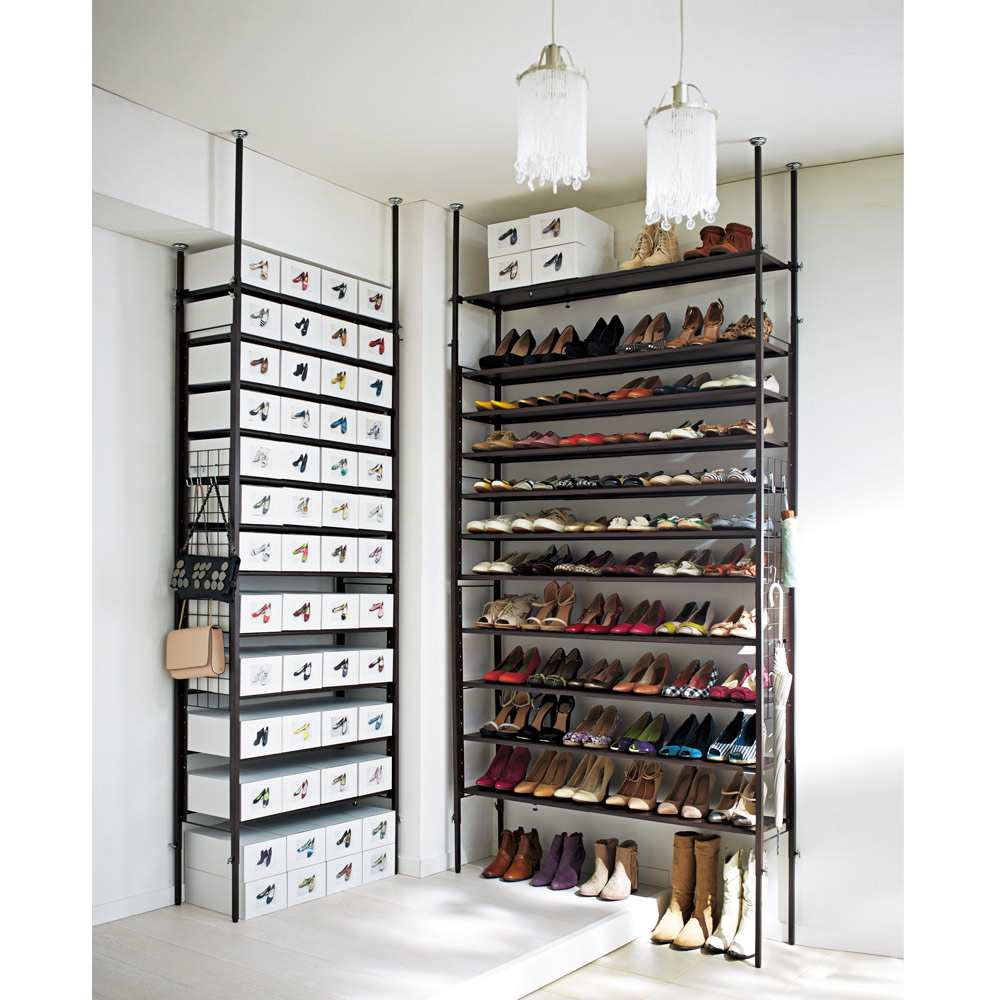 玄関の段差対応伸縮シューズラック 突っ張り式 11段ワイド 通販 - ディノス