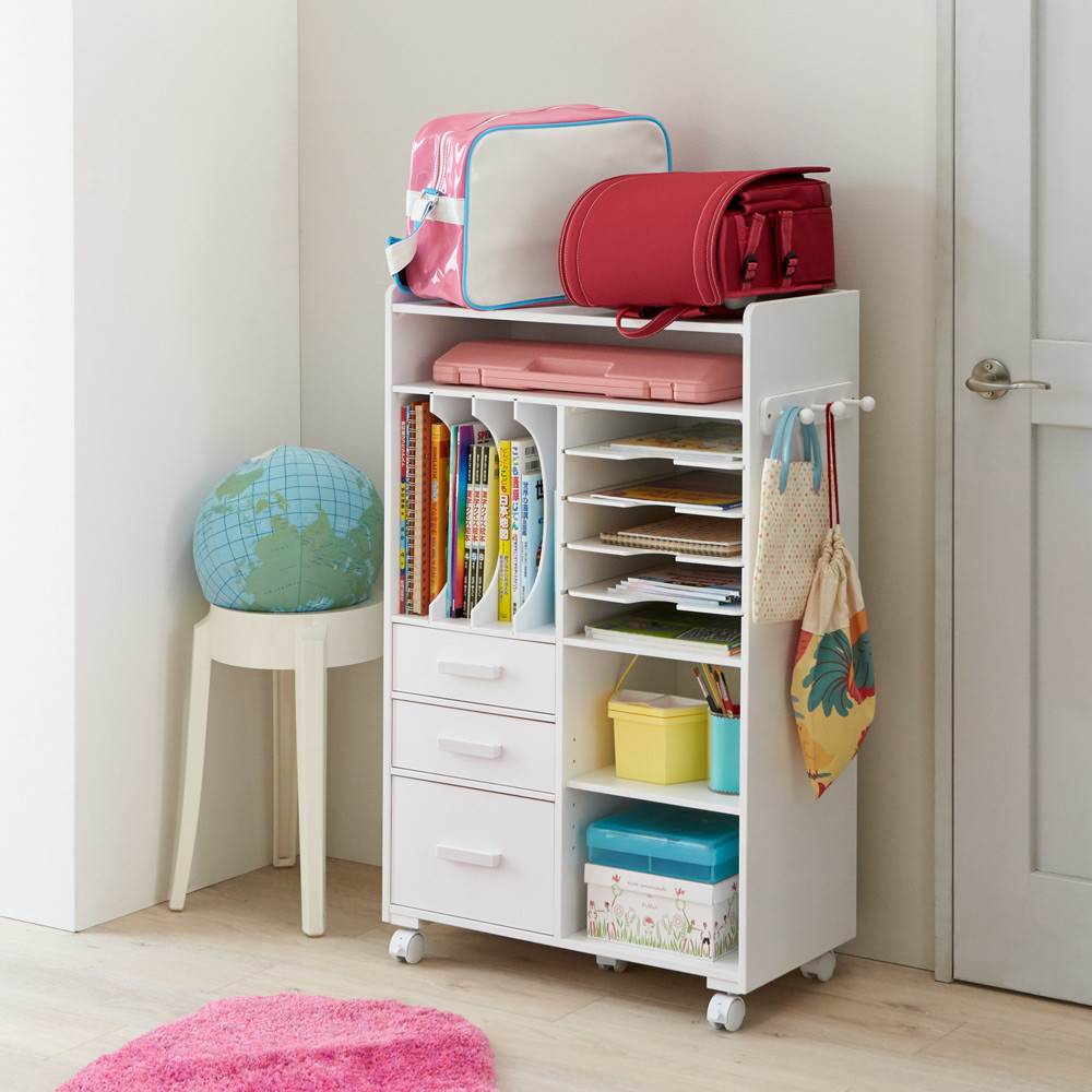 国産］塾や習い事の物までひとまとめワゴン（ランドセルラック） 通販