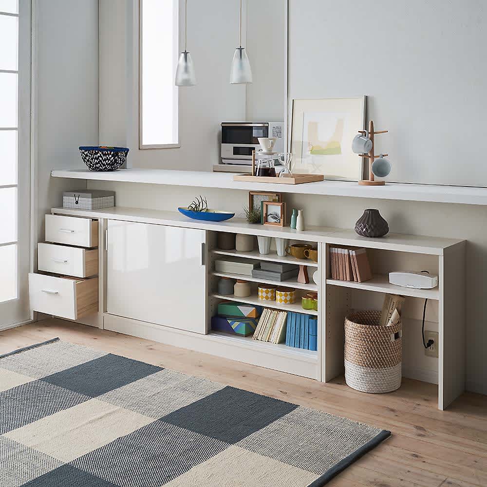 引き戸カウンター下収納庫 奥行29.5高さ70cmタイプ 引き出し・幅44.5cm