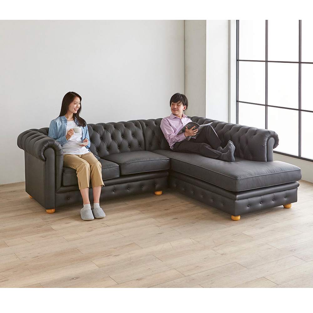 LeClass/ルクラス 本革張りレザーソファ カウチソファセット 座って左