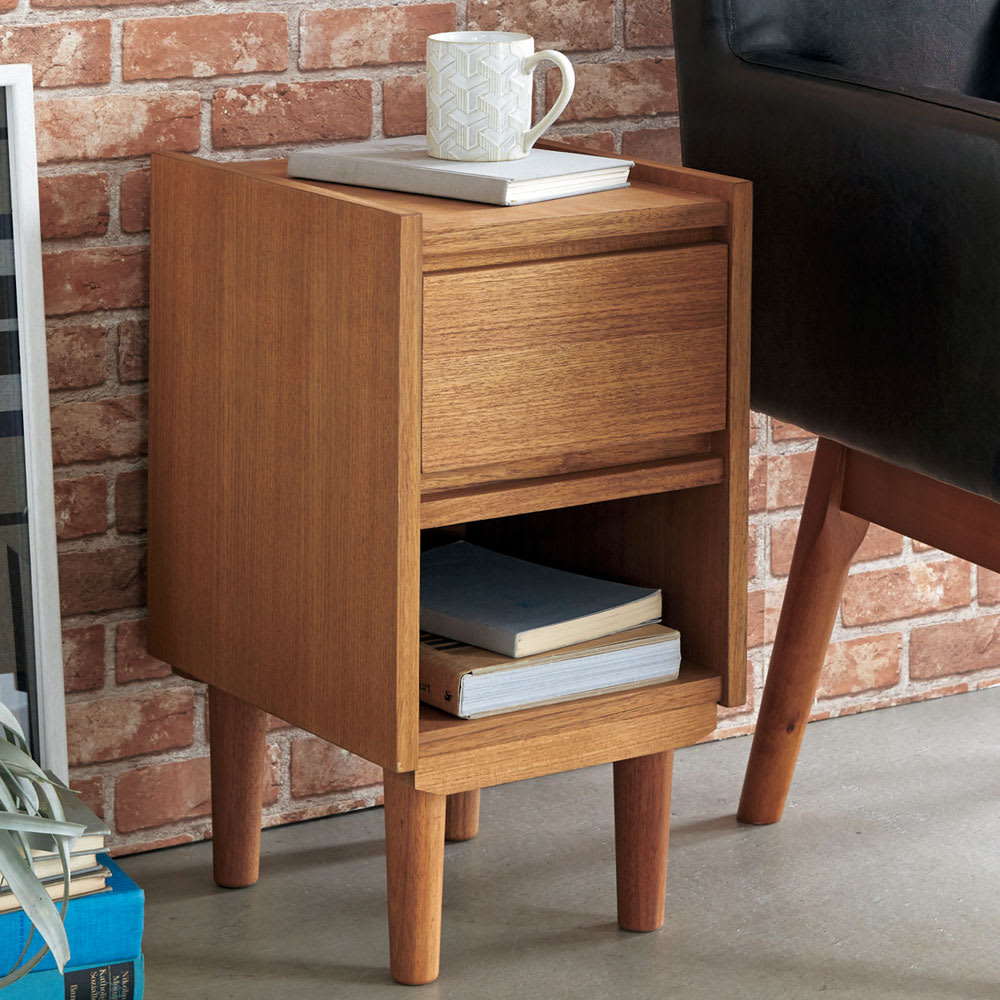 北欧ヴィンテージ風 チーク材 リビング収納 サイドキャビネット 幅30cm