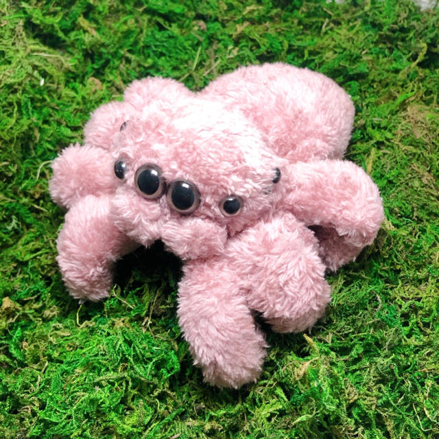 ふわふわ ハエトリグモ ぬいぐるみ MEDIUM くすみピンクの通販 by baby