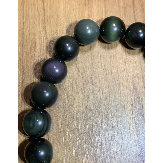 レインボーオブシディアン10ミリ（虹色黒曜石）の通販 by 花火｜ラクマ