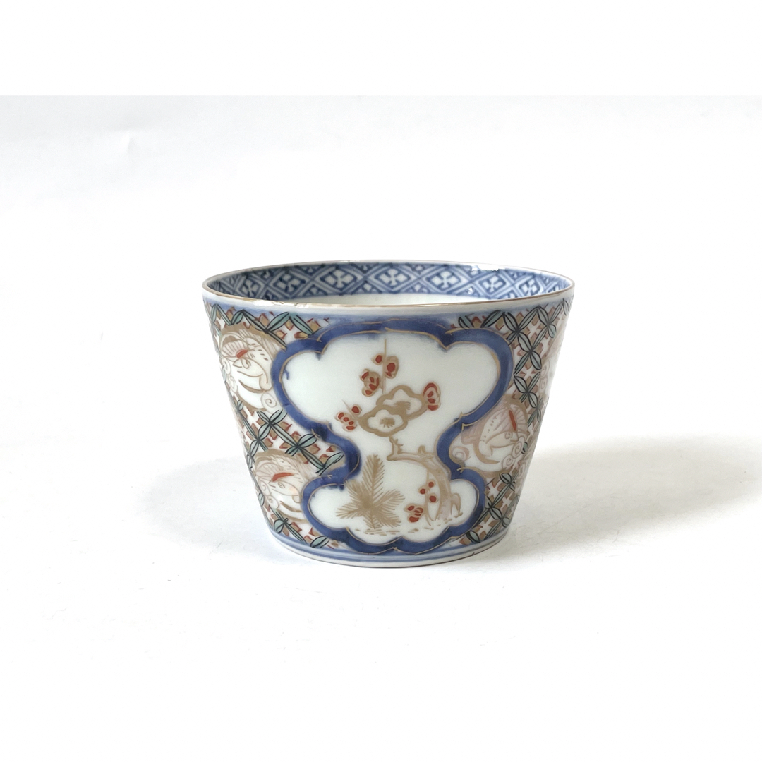 骨董アンティーク古伊万里色絵梅文様蕎麦猪口渦福大ぶり