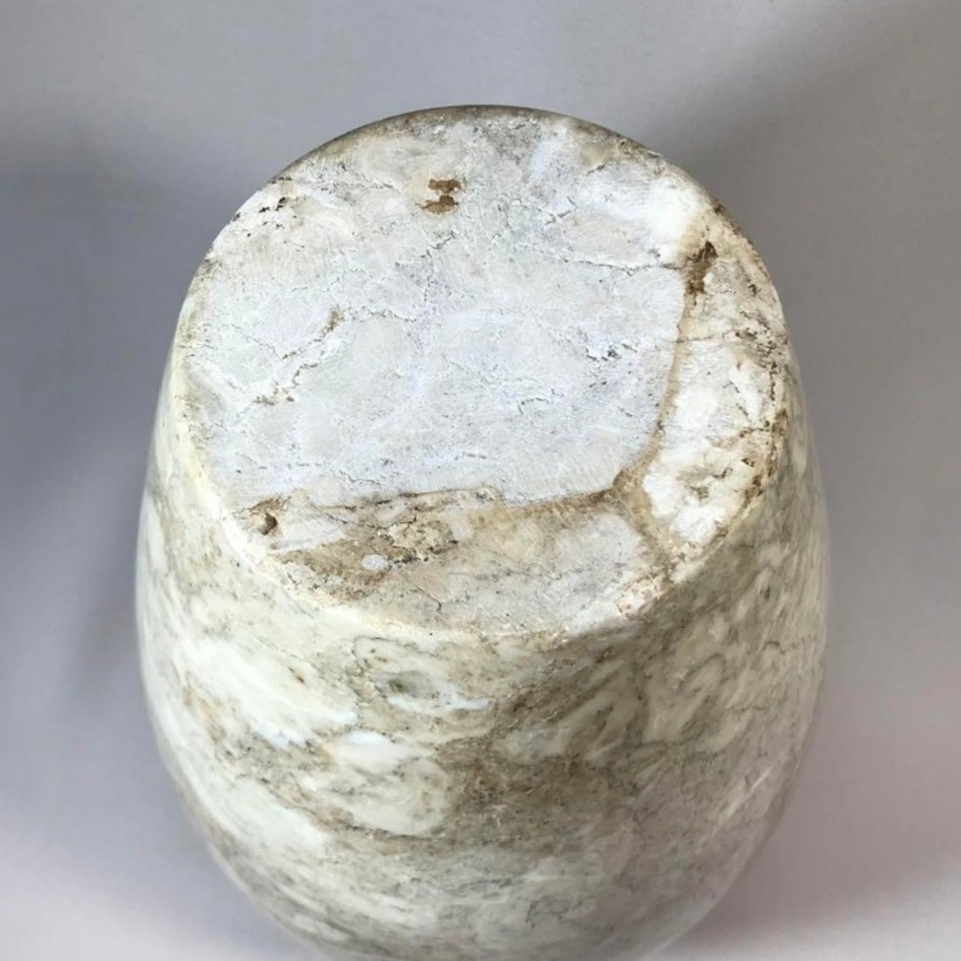 未使用・希少】化石入りフォッシルストーン 花瓶｜ヴィンテージ天然石