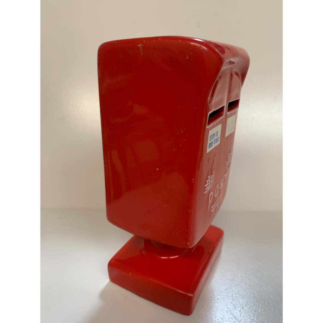 郵便ポスト貯金箱 BOX型 ［素材］ 陶器 インテリア （ダメージあり）の