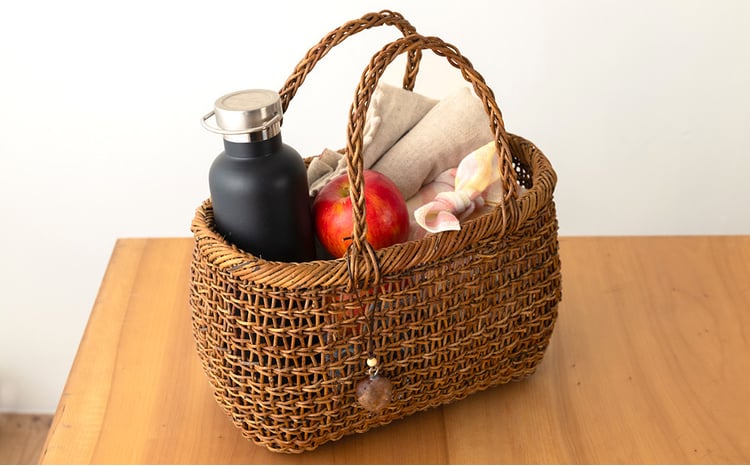 若畑創作館「あけび蔓 透かし編み籠バッグ」（大・中・小）3個セット