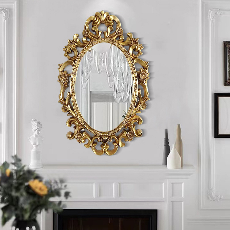 装飾鏡 壁掛けミラー 姿見鏡 美容室 洗面所 玄関 レトロ 透かし彫り 高級