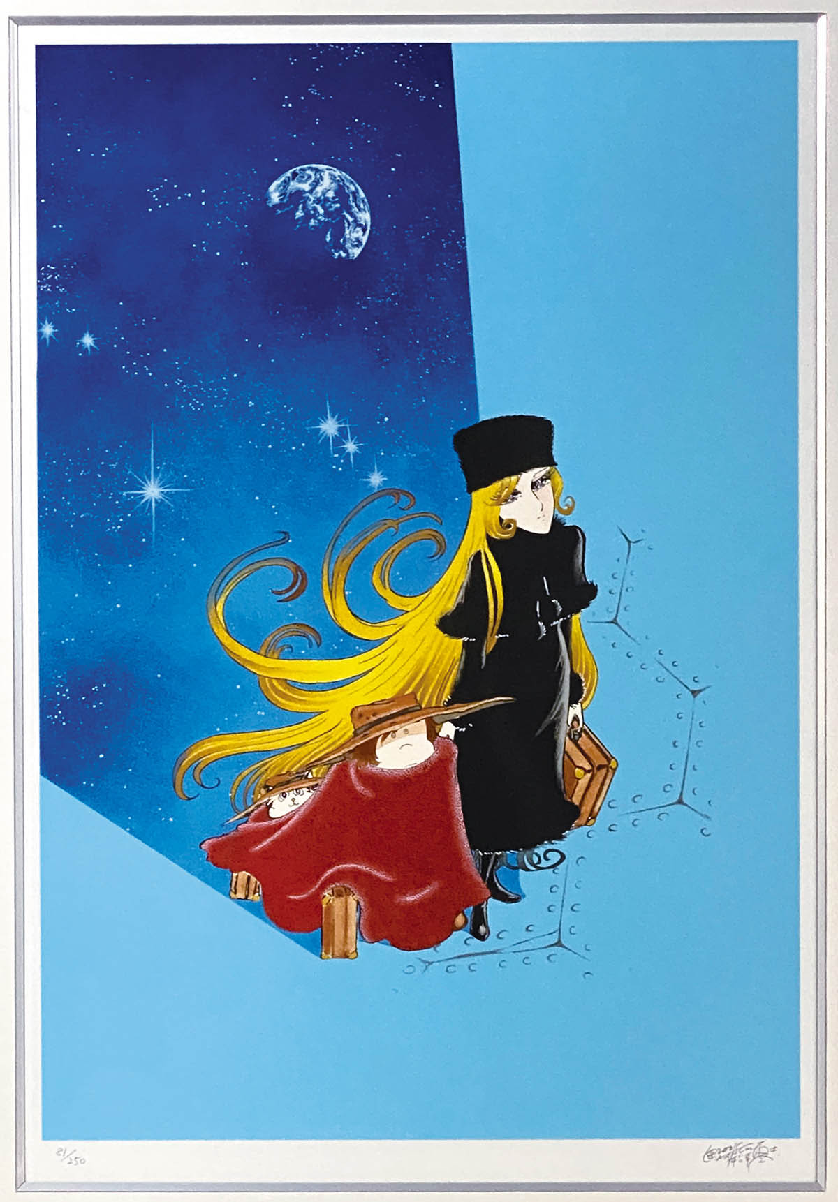 2836] 松本零士 直筆サイン入りシルクスクリーン「銀河鉄道999/旅の