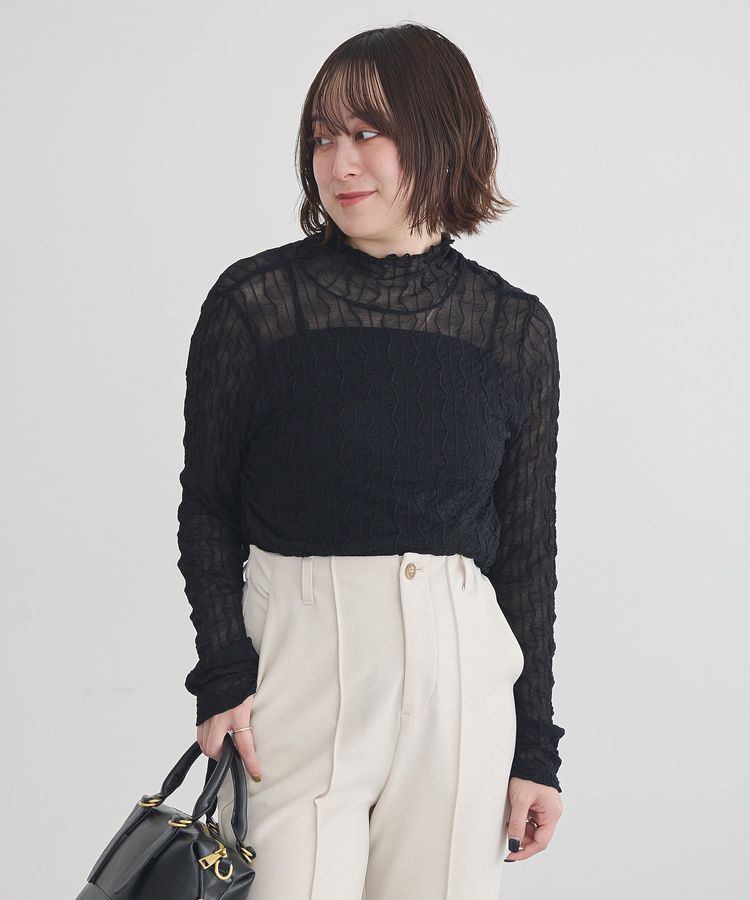 ハイネックシアーうねうねプルオーバー/earth music&ecology（アース