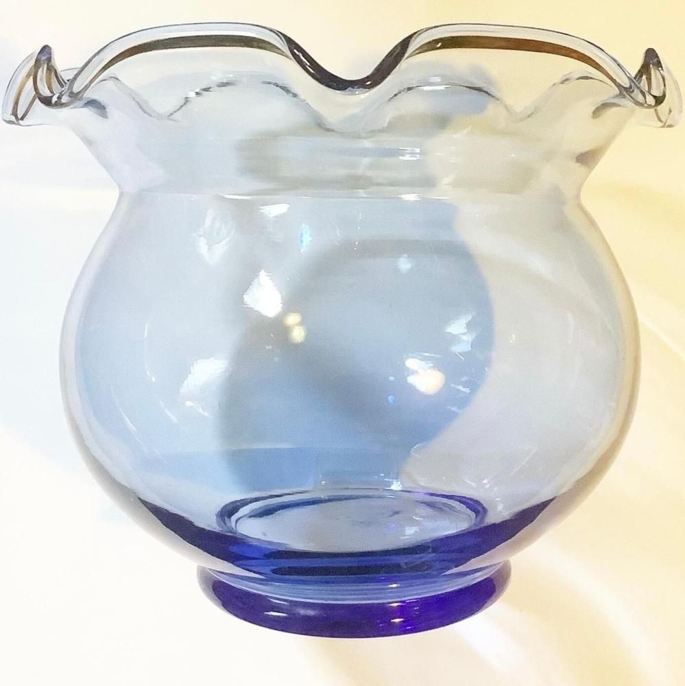 昭和レトロ金魚鉢 ブルー系 存在感♪