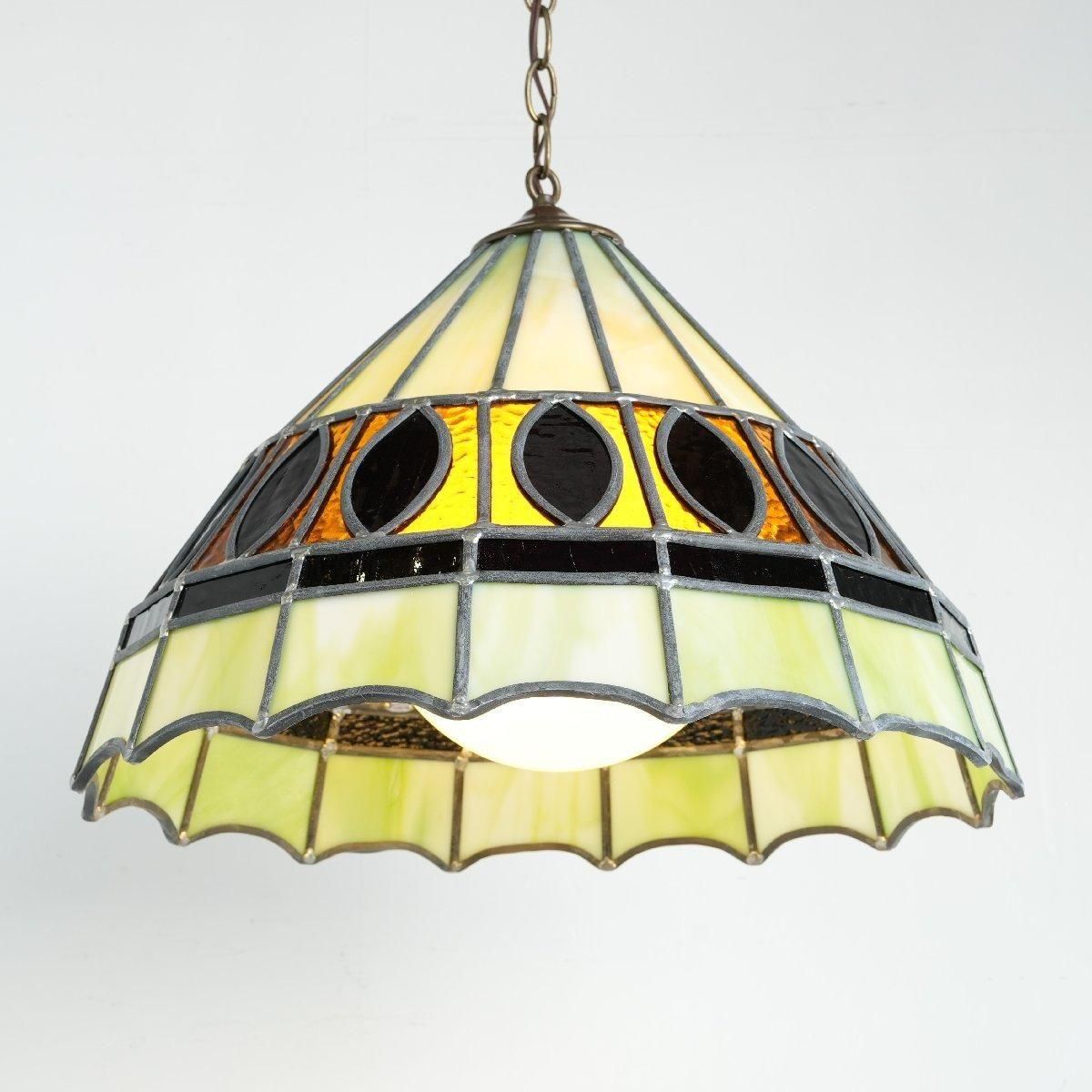 ヴィンテージ ペンダントランプ ステンドグラス -通販-ローズボール