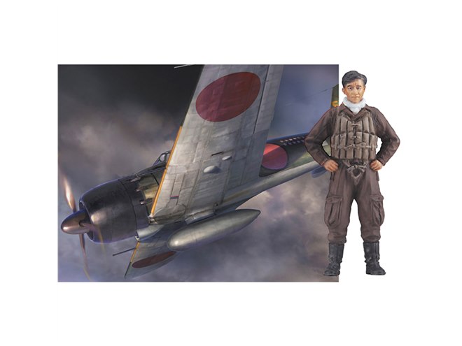撃墜王”岩本徹三フィギュア付き「三菱 A6M5 零式艦上戦闘機 52型」模型