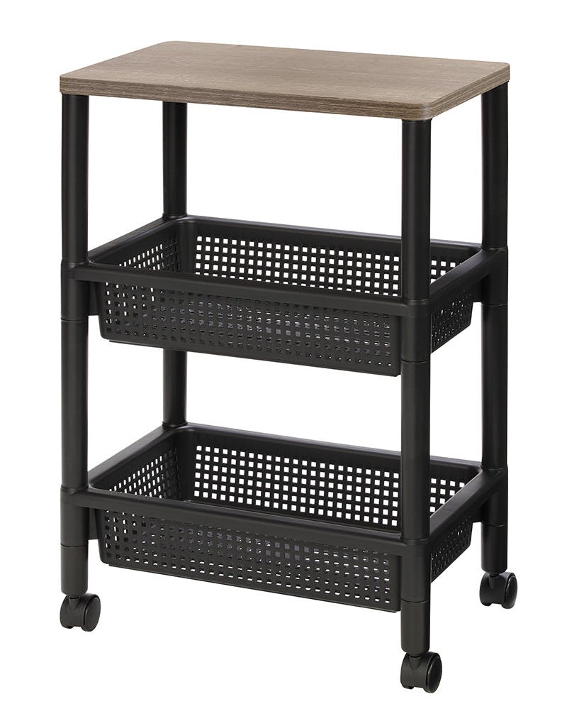 不動技研 ウッドスタイルワゴン 幅45.5×奥29.5×高70cm ブラック